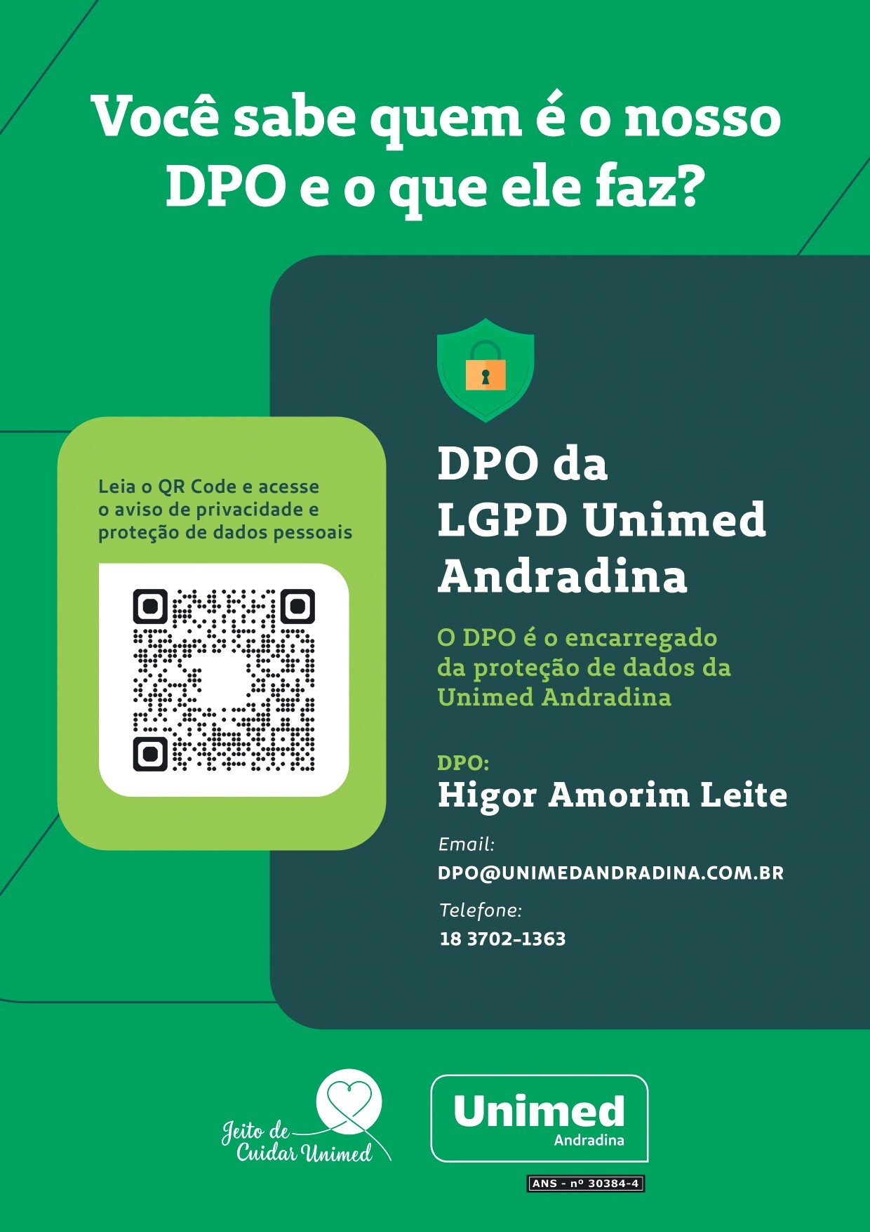 Unimed Andradina amplia transparência com novos informativos sobre privacidade e proteção de dados nas unidades próprias